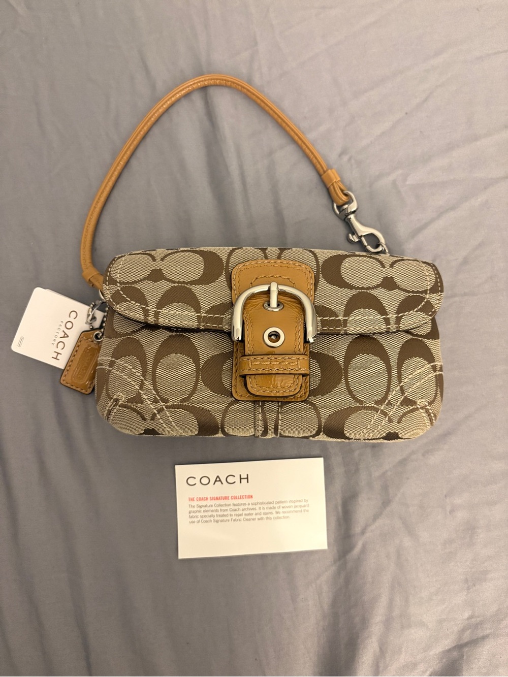 Coach Soho Signature Buckle Wristlet Khaki Doe Y2K BNWT
